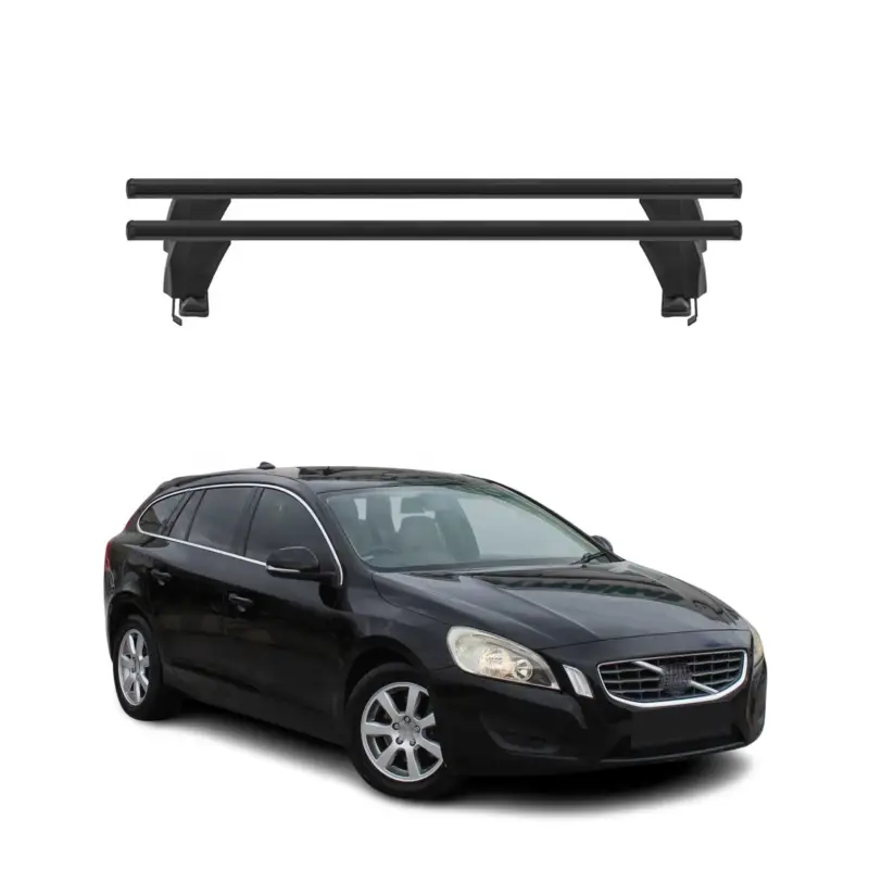Menabo Dachträger Grundtäger für Volvo V60 2010-2013 Pre-FL 50kg Alu Schwarz 2x Preis Gesenkt