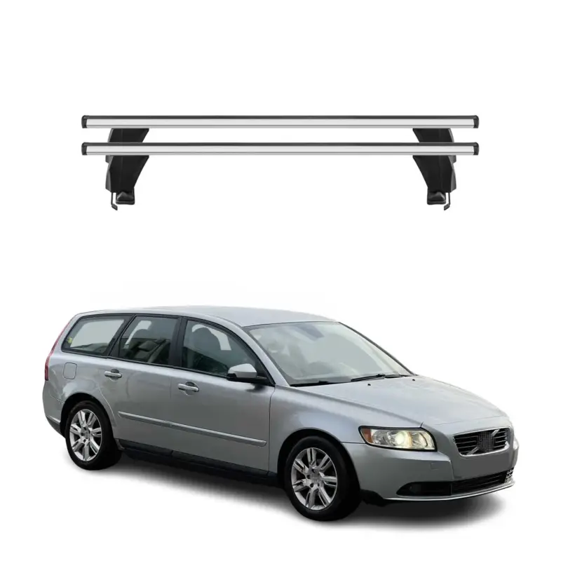 Neu Menabo Dachträger Grundtäger für Volvo V50 2007-2012 FL 50kg Alu Silber 2 tlg