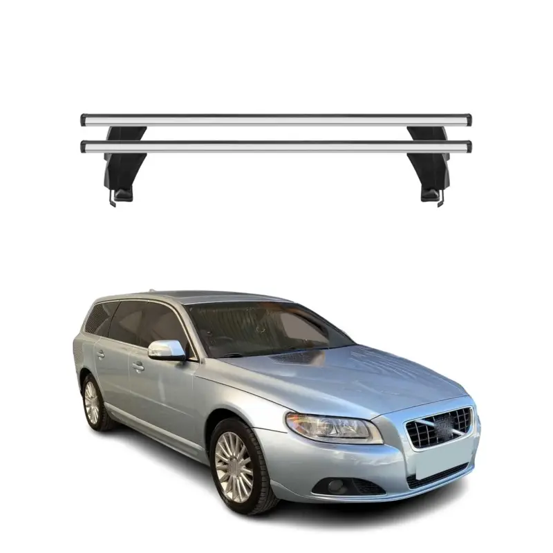 Expressversand Menabo Dachträger Grundtäger für Volvo V70 2007-2016 50kg Aluminium Silber 2 tlg
