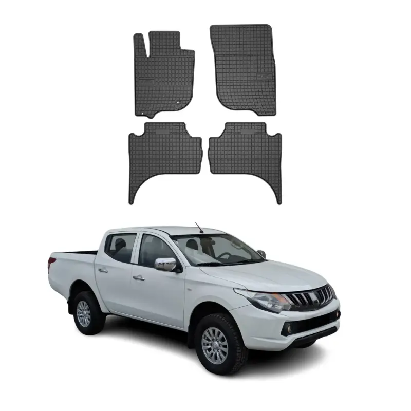 Wochenendangebot OMAC Gummi Fußmatten für Mitsubishi L200 2019-2026 Automatten Gummi Schwarz 4tlg