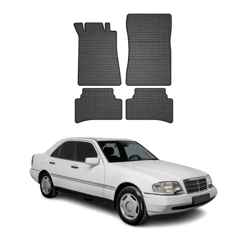 Schneller Versand OMAC Gummi Fußmatten für Mercedes C Klasse W202 1993-2001 Automatten Schwarz 4x