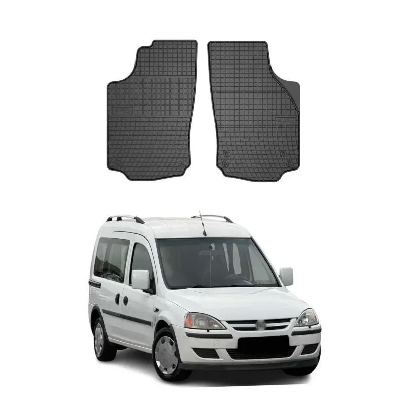 OMAC Gummi Fußmatten für Opel Combo C 2 Personen 2001-2011 Automatten Schwarz 2x Zertifiziert