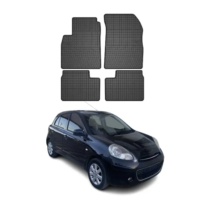 OMAC Gummi Fußmatten für Nissan Micra K13 2010-2016 Automatten Gummi Schwarz 4x Online Kaufen