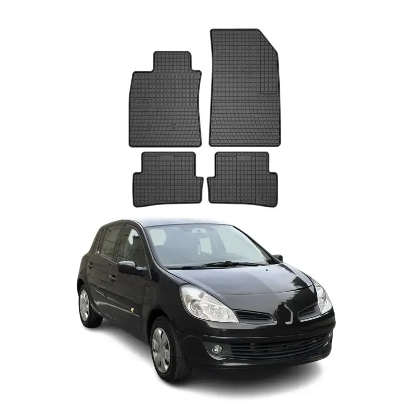 OMAC Gummi Fußmatten für Renault Clio 2005-2012 Automatten Gummi Schwarz 4tlg Echt