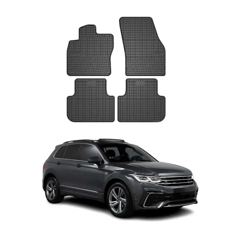 Preis Gesenkt OMAC Gummi Fußmatten für VW Tiguan 2016-2024 Automatten Gummi Schwarz 4tlg