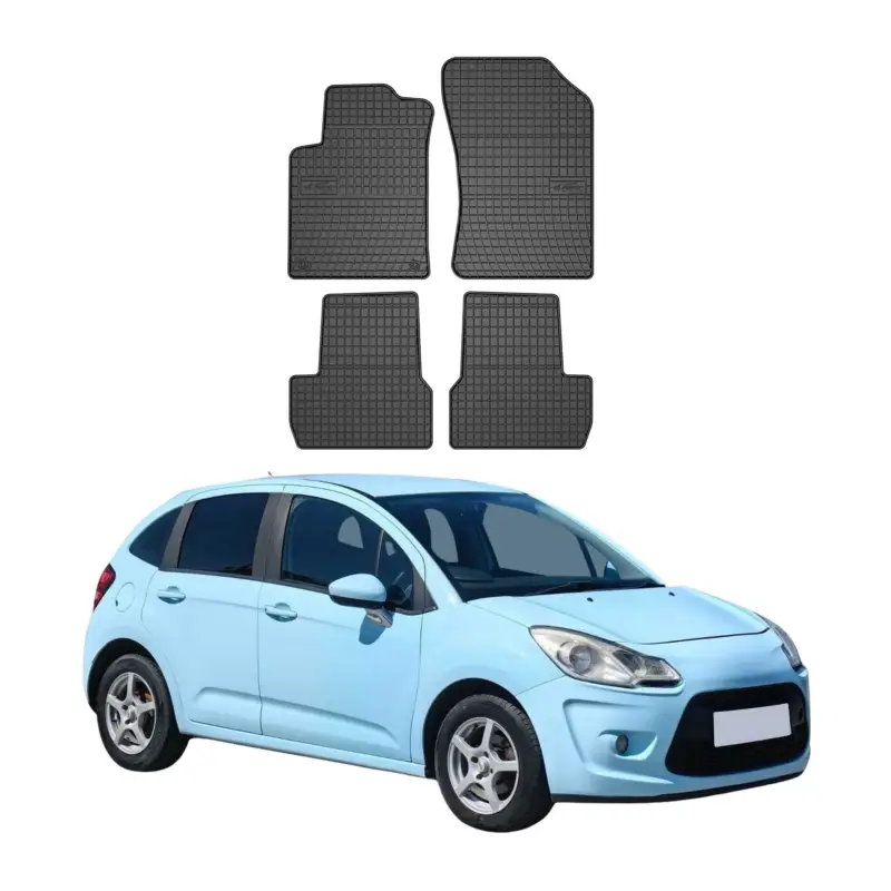 Top-Angebot OMAC Gummi Fußmatten für Citroen C3 2009-2016 Automatten Gummi Schwarz 4tlg