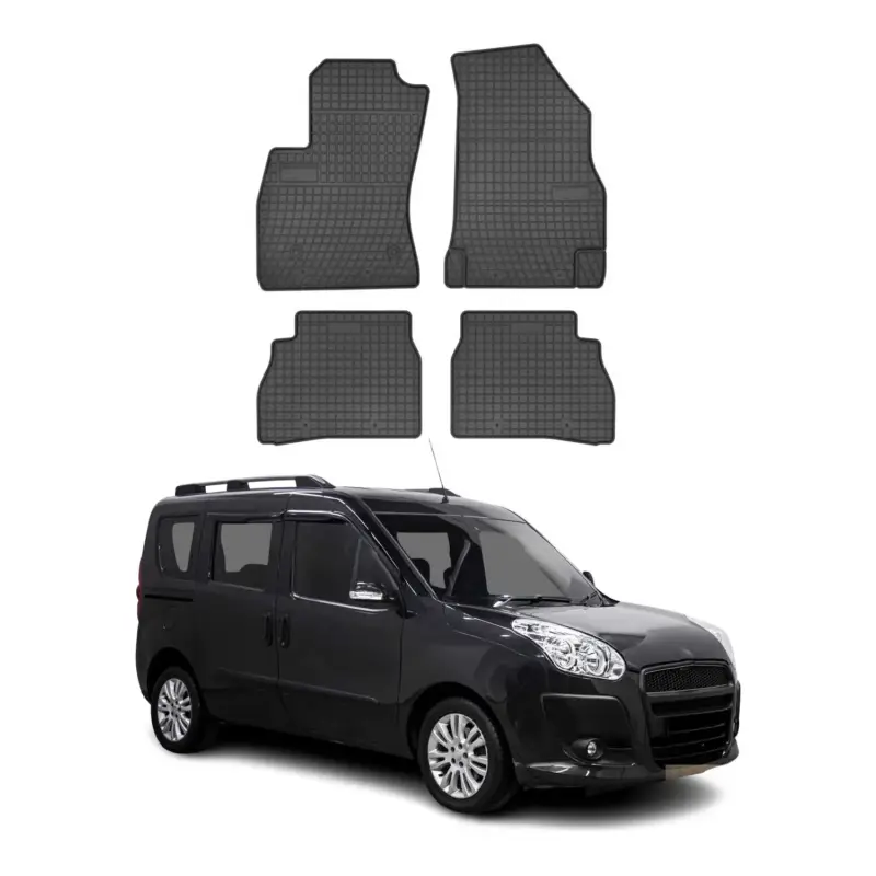 Versand Am Gleichen Tag OMAC Gummi Fußmatten für Fiat Doblo 2010-2020 Automatten Gummi Schwarz 4tlg
