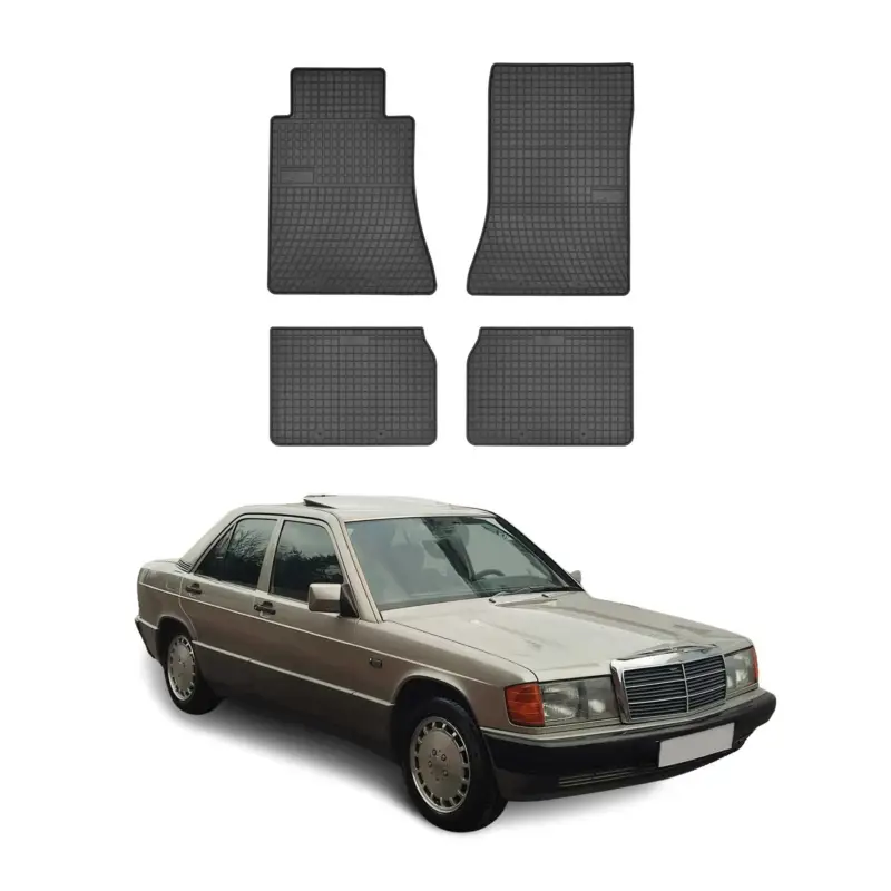 OMAC Gummi Fußmatten für Mercedes W124 1984-1997 Automatten Gummi Schwarz 4tlg Schneller Versand