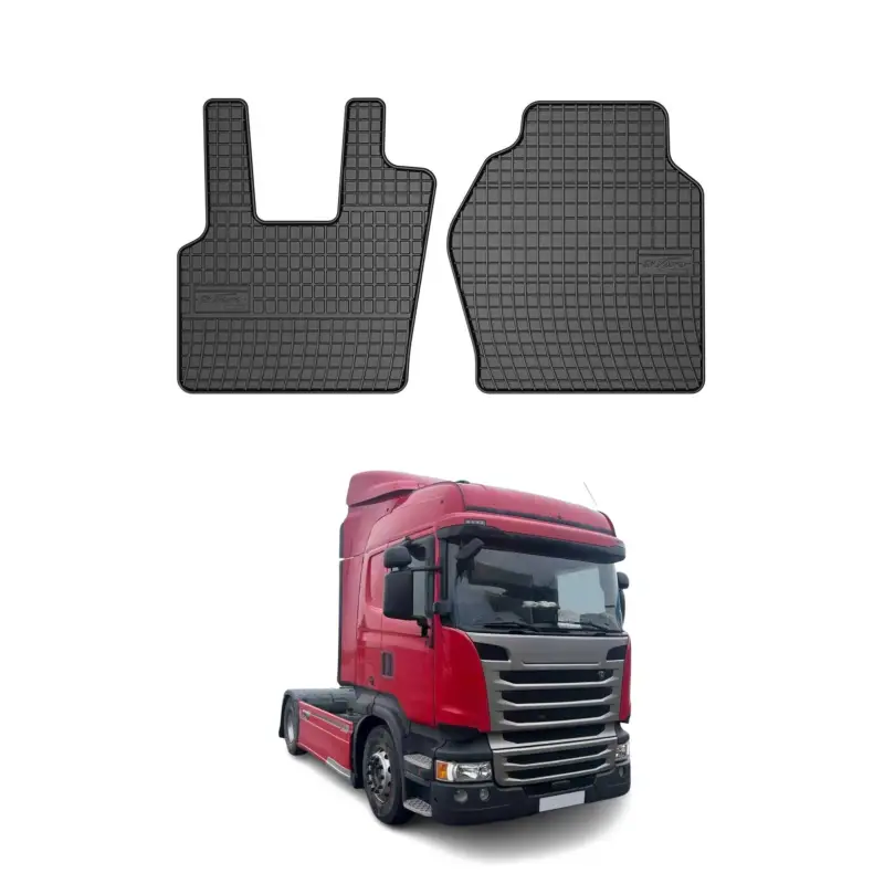 OMAC Gummi Fußmatten für Scania R 2015-2020 Automatten Gummi Schwarz 2tlg Zertifiziert