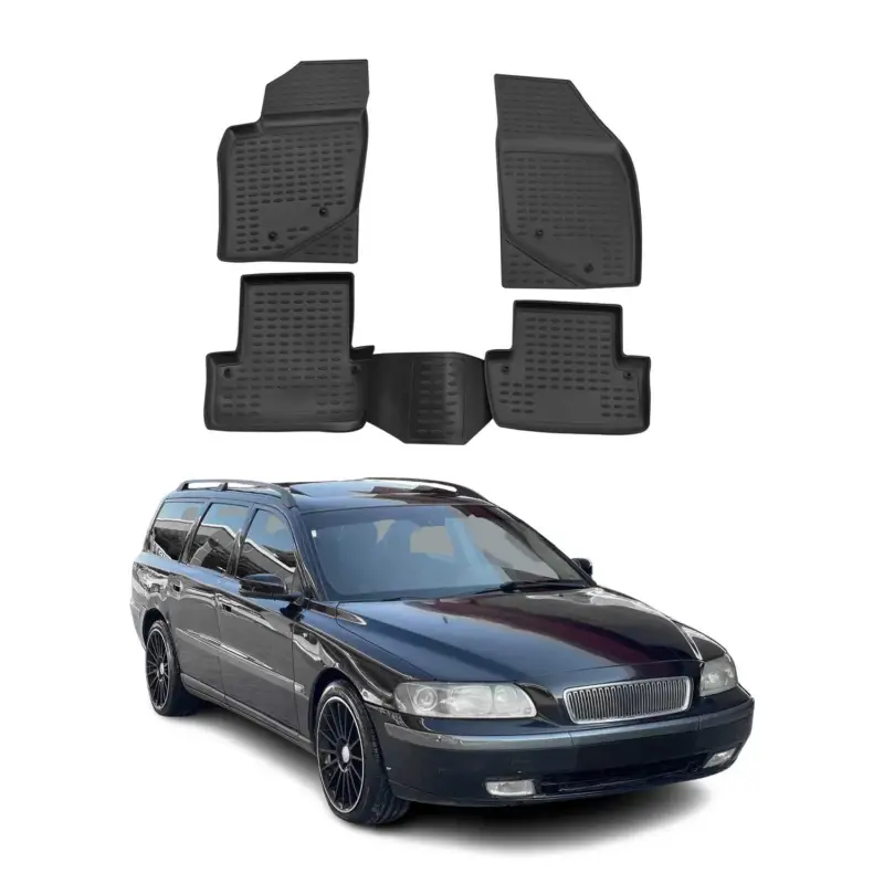 Kracherpreis OMAC Gummimatten Fußmatten für Volvo V70 2000-2007 TPE Automatten Schwarz 4x
