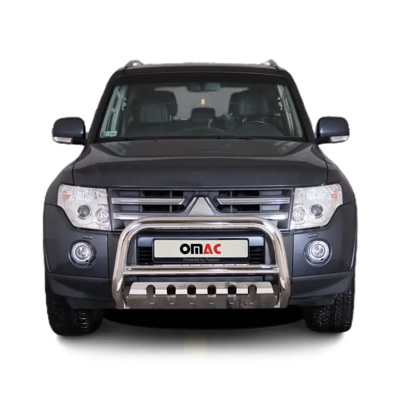 Frontbügel Frontschutzbügel fürsubishi Pajero 2007-2014 ABE Edelstahl Silber Geprüft