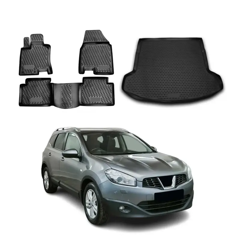 Jetzt Bestellen Fußmatten & Kofferraumwanne Set für Nissan Qashqai +2 2008-2014 TPE Schwarz