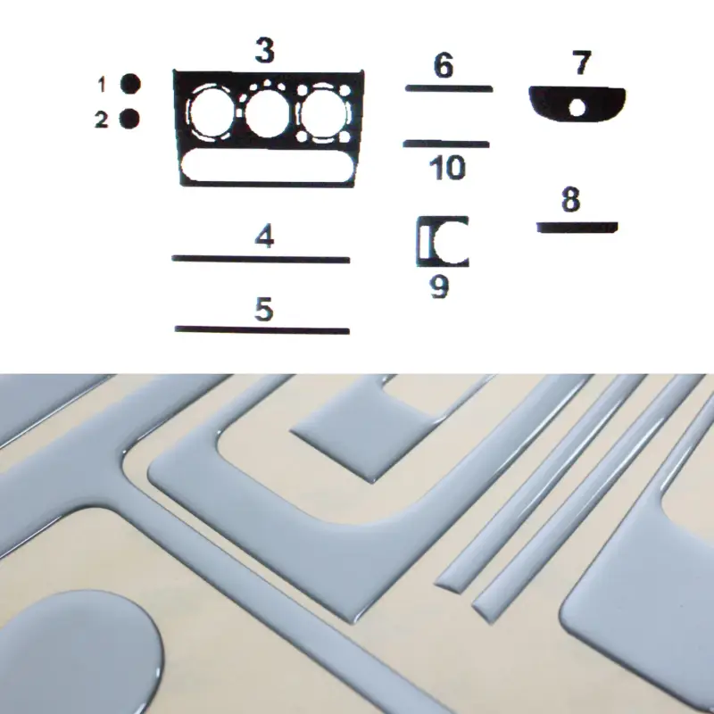 Zertifiziert Innenraum Dekor Cockpit für Opel Tigra 1994-2000 Aluminium Optik 10tlg
