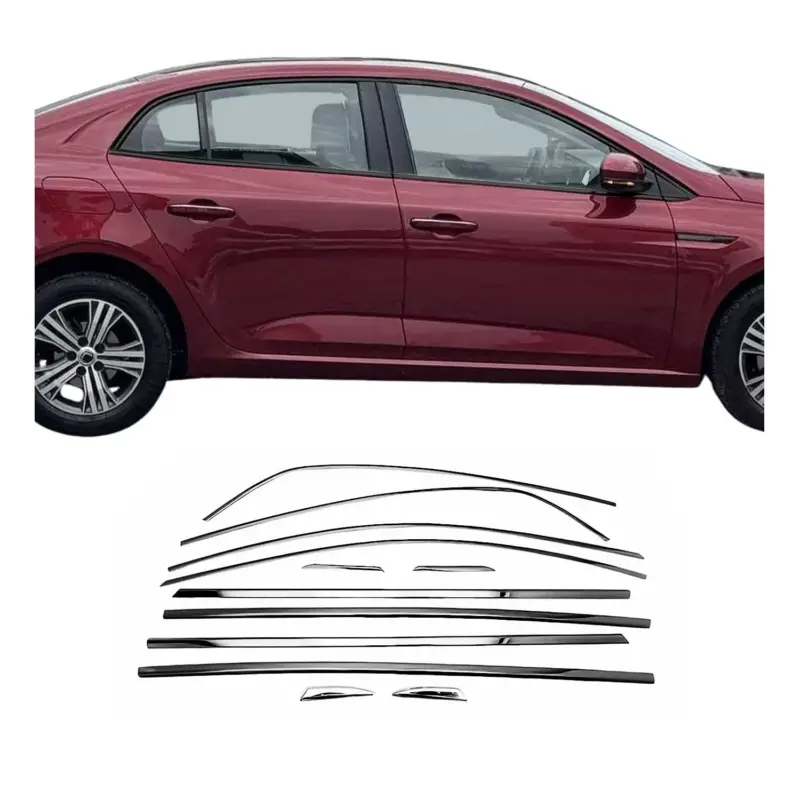 Aktuell Fensterleisten Zierleisten für Renault Megane Limo 2016-2022 Chrom Dunkel 12x