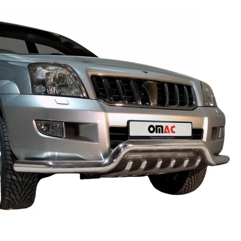 Rabatt Frontschutzbügel Frontbügel für Toyota Land Cruiser 120 2003-09 ABE Stahl Silber