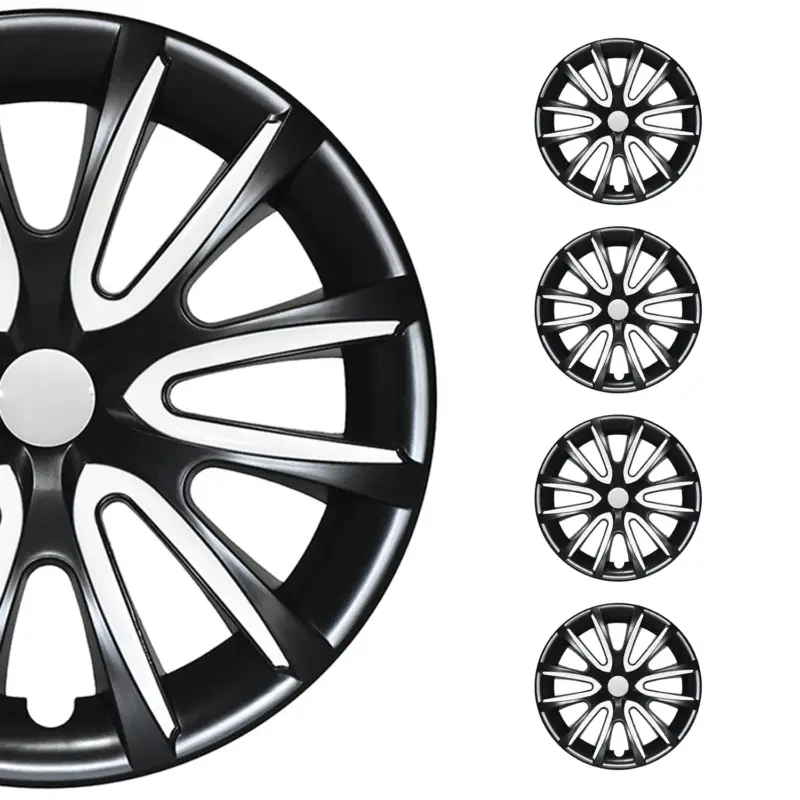Angebot 4x Radkappen Radzierblenden Radblenden 15" Zoll Stahlfelgen Schwarz Weiß