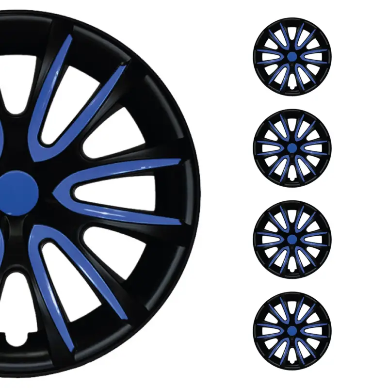 4x Radkappen Radzier für 15" Zoll Radblenden Stahlfelgen Schwarz Dunkel Blau Bestpreis
