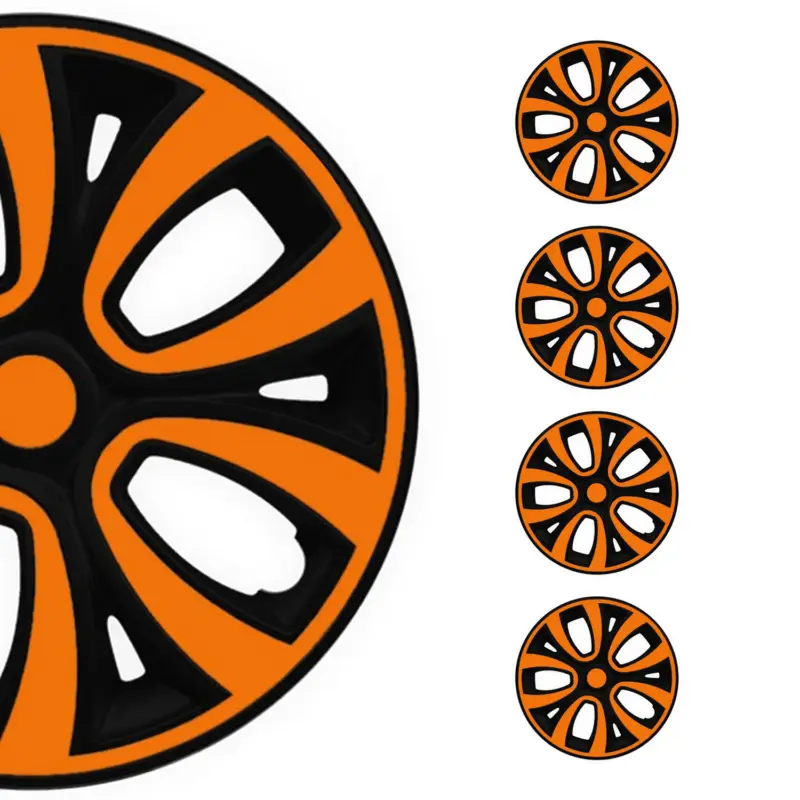 4 x Radblenden Radkappen Radzierblenden 16" Zoll Stahlfelgen Schwarz Orange Preis Gesenkt