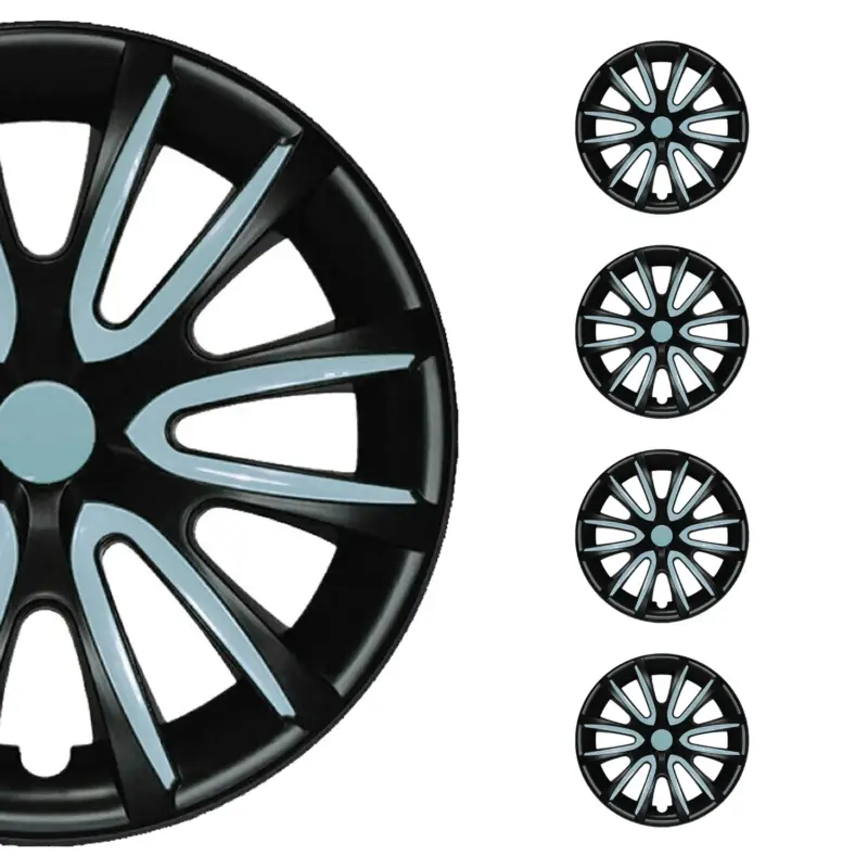 4x Radkappen Radzierblenden für 14" Zoll Stahlfelgen Schwarz Hell Blau Direkt Vom Hersteller
