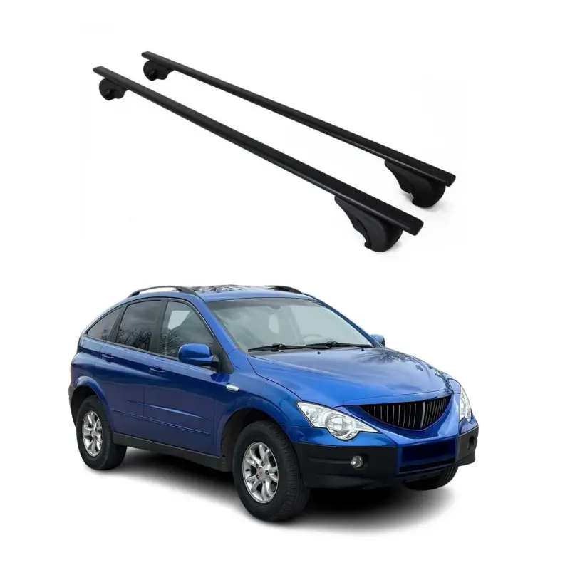 Preisreduziert Dachträger Grundtäger für SsangYong Actyon 2006-2011 75kg Metall Schwarz 2 tlg