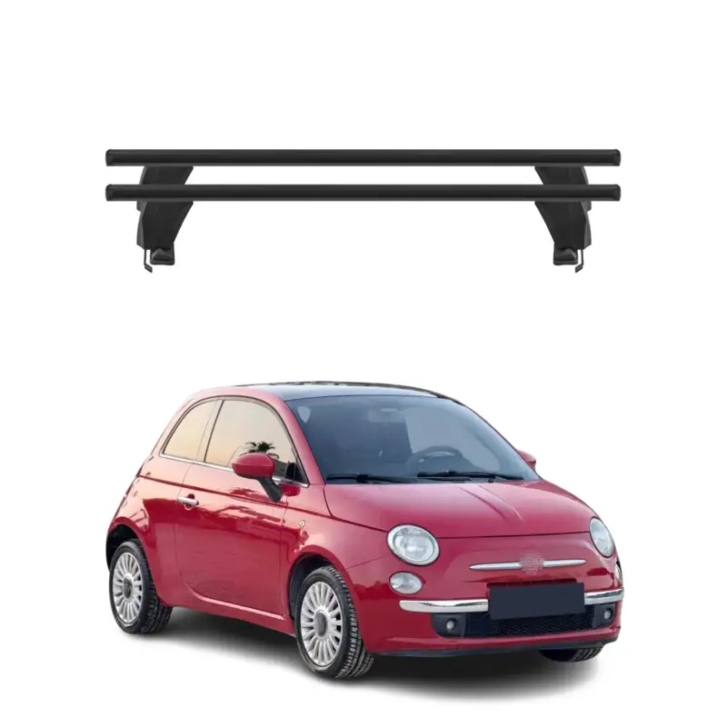 Menabo Dachträger Grundtäger für Fiat 500 2007-2024 50kg Aluminium Schwarz 2 tlg Begrenztes Angebot