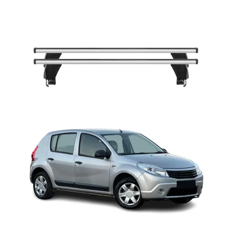 Menabo Dachträger Grundtäger für Dacia Sandero 2007-2012 50kg Alu Silber 2 tlg Markenprodukt