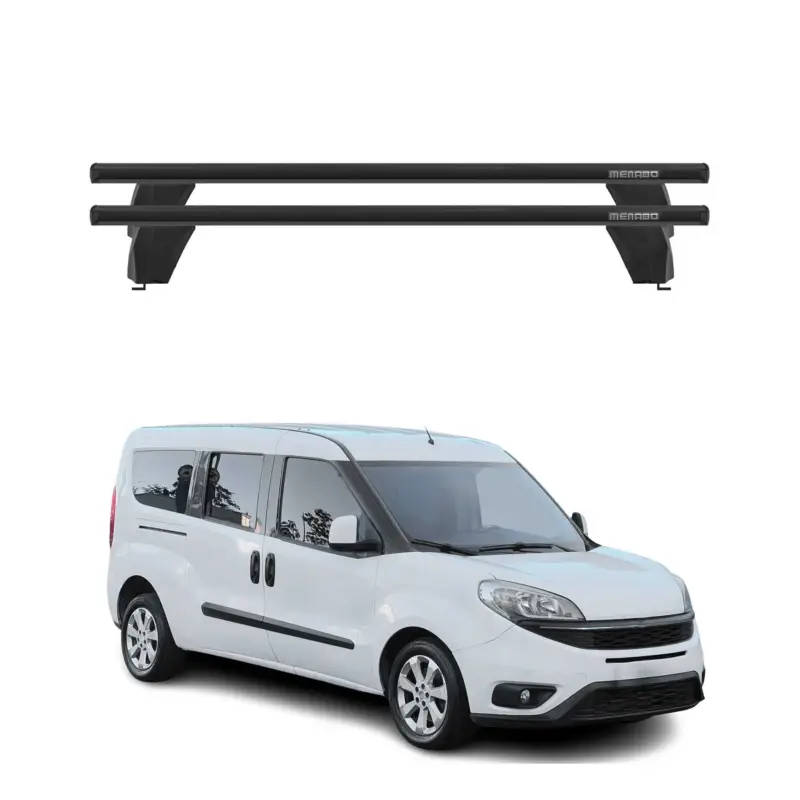 Menabo Dachträger Grundtäger für Fiat Doblo 2010-2022 75kg Alu Schwarz 2 tlg Begrenztes Angebot