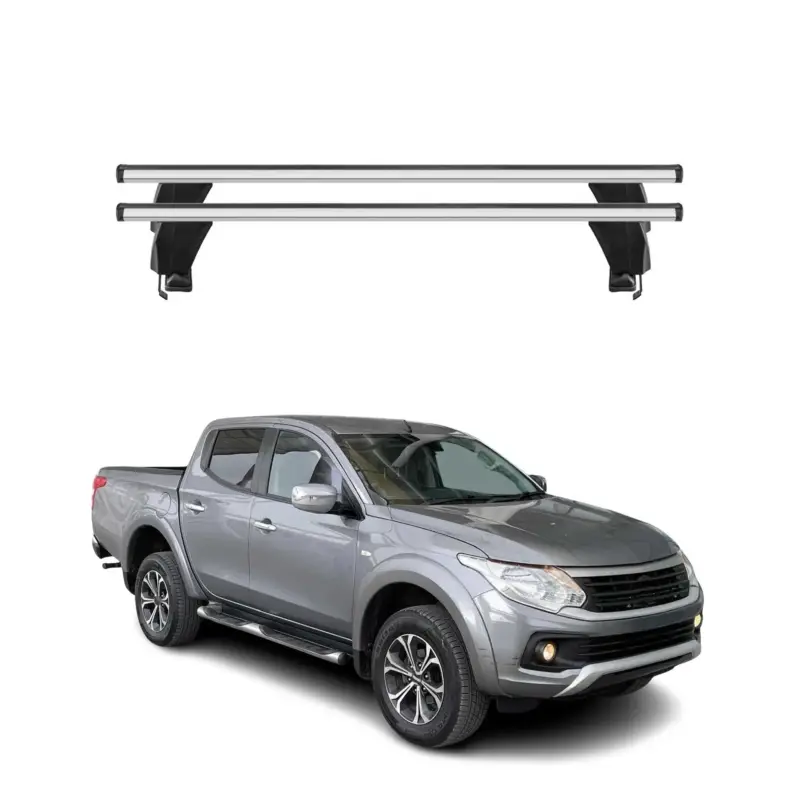 Menabo Dachträger Grundtäger für Fiat Fullback 2016-2019 50kg Alu Silber 2 tlg Neu Im Sortiment