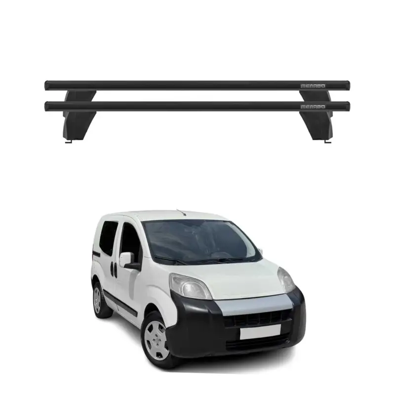 Menabo Dachträger Grundtäger für Fiat Qubo 2007-2016 75kg Alu Schwarz 2 tlg Ausverkauf