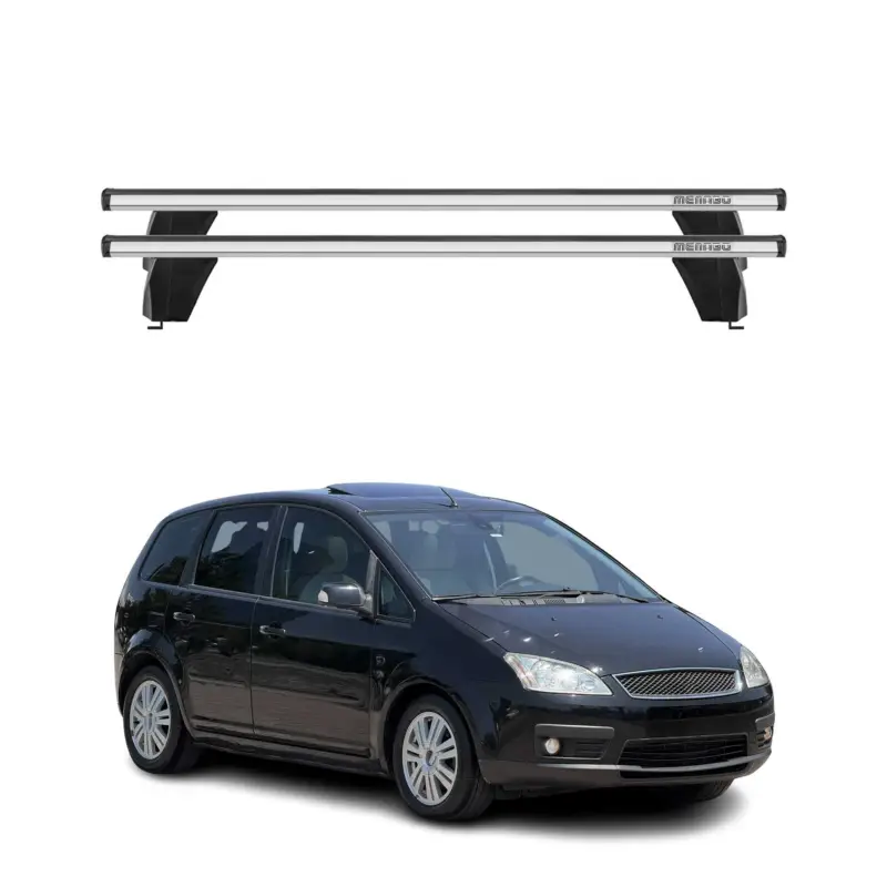 Menabo Dachträger Grundtäger für Ford C-Max 2003-2010 75kg Alu Silber 2 tlg Markenprodukt
