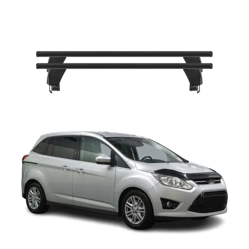 Menabo Dachträger Grundtäger für Ford C-Max 2010-2019 50kg Alu Schwarz 2 tlg Beliebt