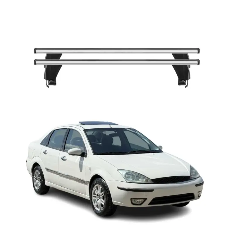 Menabo Dachträger Grundtäger für Ford Focus 1998-2004 50kg Alu Silber 2 tlg Neu Im Sortiment