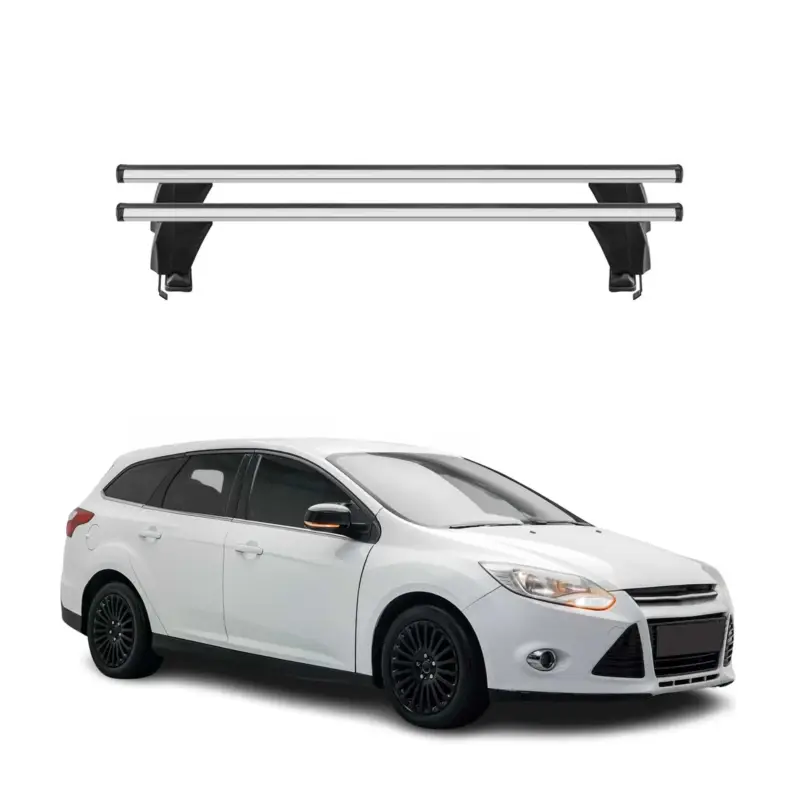 Preisreduziert Menabo Dachträger Grundtäger für Ford Focus Turnier 2011-2018 50kg Alu Silber 2x