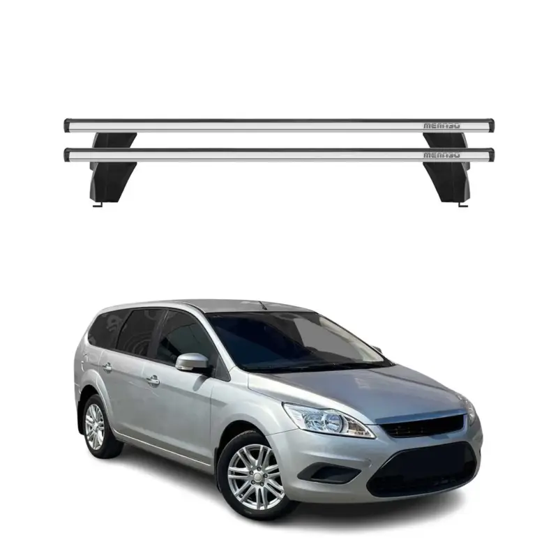 Menabo Dachträger Grundtäger für Ford Focus Turnier 2004-2011 75kg Alu Silber 2x Angebot