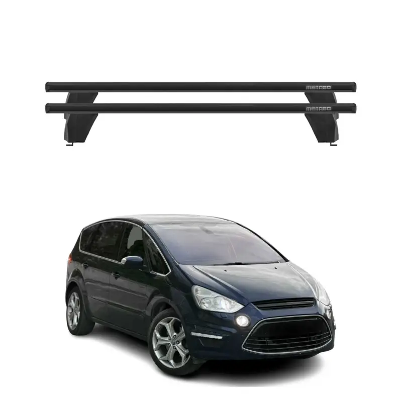 Menabo Dachträger Grundtäger für Ford S-Max 2006-2014 75kg Alu Schwarz 2 tlg Garantierte Lieferung