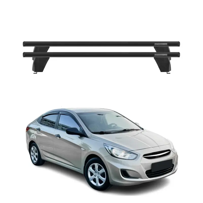 Menabo Dachträger für Hyundai Accent Schrägheck 2010-2017 75kg Alu Schwarz 2x Markenprodukt