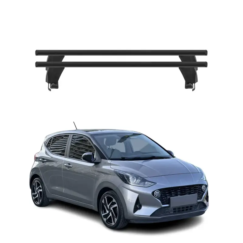 Jetzt Kaufen Menabo Dachträger Grundtäger für Hyundai i10 2020-2026 50kg Alu Schwarz 2 tlg
