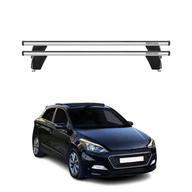 Menabo Dachträger Grundtäger für Hyundai i20 2014-2020 75kg Alu Silber 2 tlg Schneller Versand