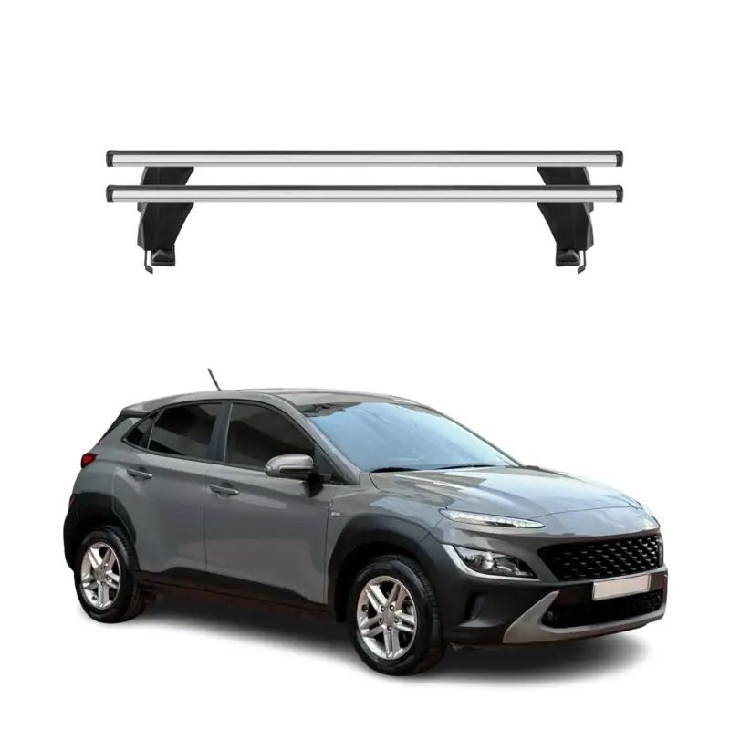 Online Kaufen Menabo Dachträger Grundtäger für Hyundai Kona I 2018-2023 50kg Alu Silber 2 tlg