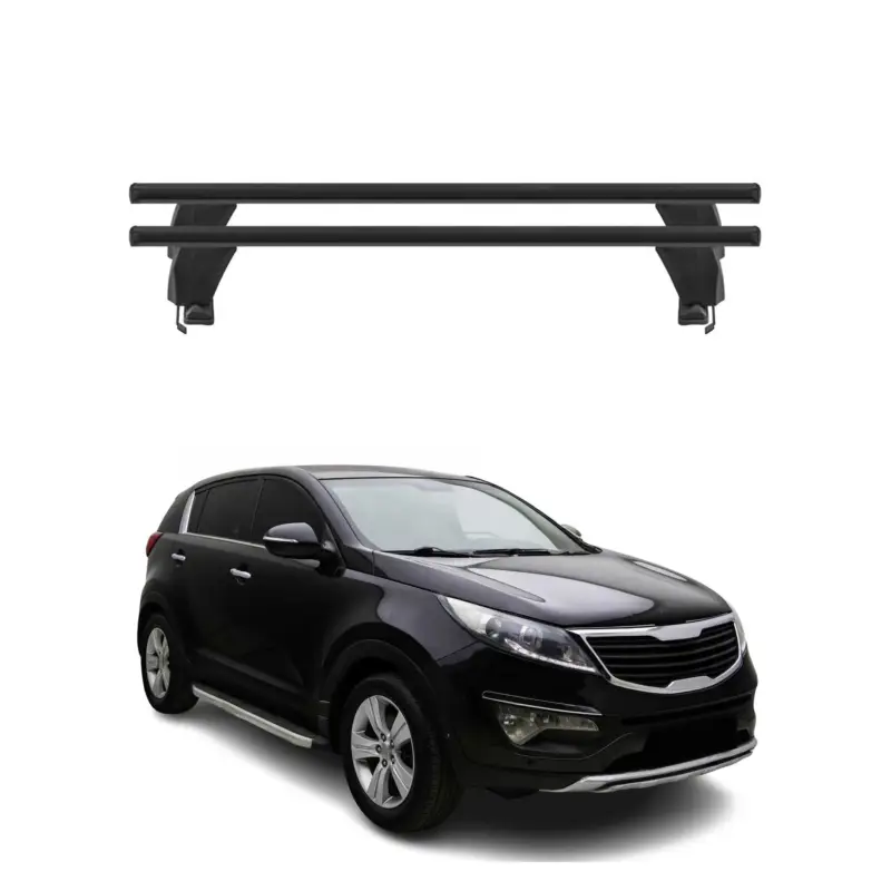 Billig Menabo Dachträger Grundtäger für Kia Sportage SL 2010-2015 50kg Alu Schwarz 2x