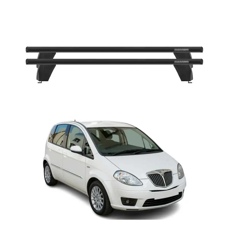 Menabo Dachträger Grundtäger für Lancia Musa 2004-2006 75kg Alu Schwarz 2 tlg Neu