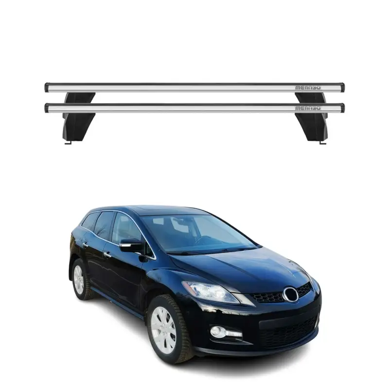 Menabo Dachträger Grundtäger für Mazda CX-7 2006-2012 75kg Alu Silber 2 tlg Preisreduziert