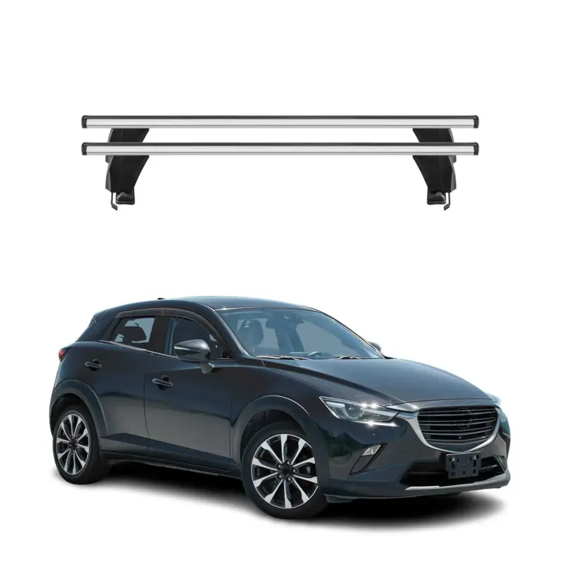 Menabo Dachträger Grundtäger für Mazda CX-3 2015-2021 50kg Alu Silber 2 tlg Ausverkauf