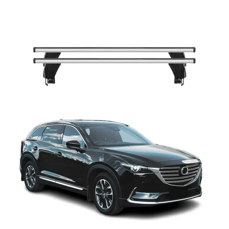 Sichere Zahlung Menabo Dachträger Grundtäger für Mazda CX-9 2016-2024 50kg Alu Silber 2 tlg