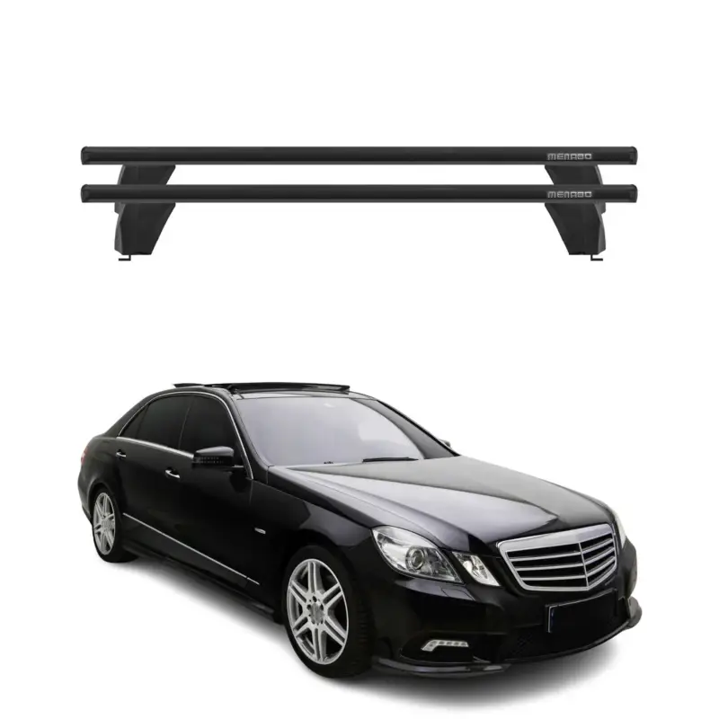 Menabo Dachträger für Mercedes E Klasse W212 Limo 2009-2013 75kg Alu Schwarz 2x Heißes Angebot