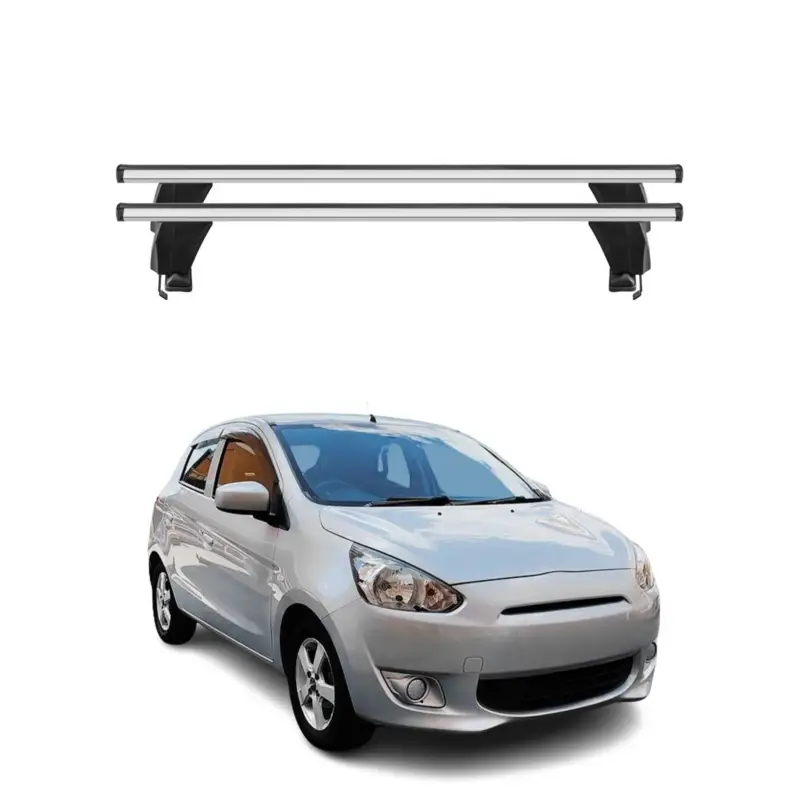 Jetzt Kaufen Menabo Dachträger für Mitsubishi Mirage Schrägheck 2012-2016 50kg Alu Silber 2x