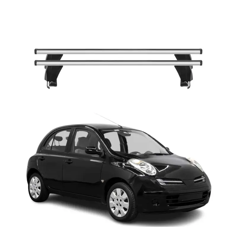 Menabo Dachträger Grundtäger für Nissan Micra 2002-2010 5tür 50kg Alu Silber 2x Meistverkauft