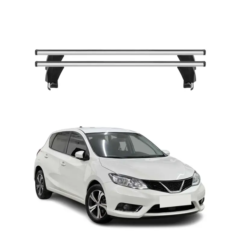 Günstig Menabo Dachträger Grundtäger für Nissan Pulsar 2014-2018 50kg Alu Silber 2 tlg