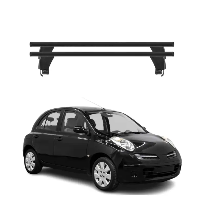 Menabo Dachträger Grundtäger für Nissan Micra 2002-2010 5tür 50kg Alu Schwarz 2x Mega-Angebot