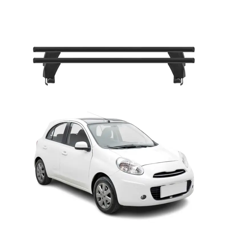 Menabo Dachträger Grundtäger für Nissan Micra 2010-2017 50kg Alu Schwarz 2 tlg Preisreduziert